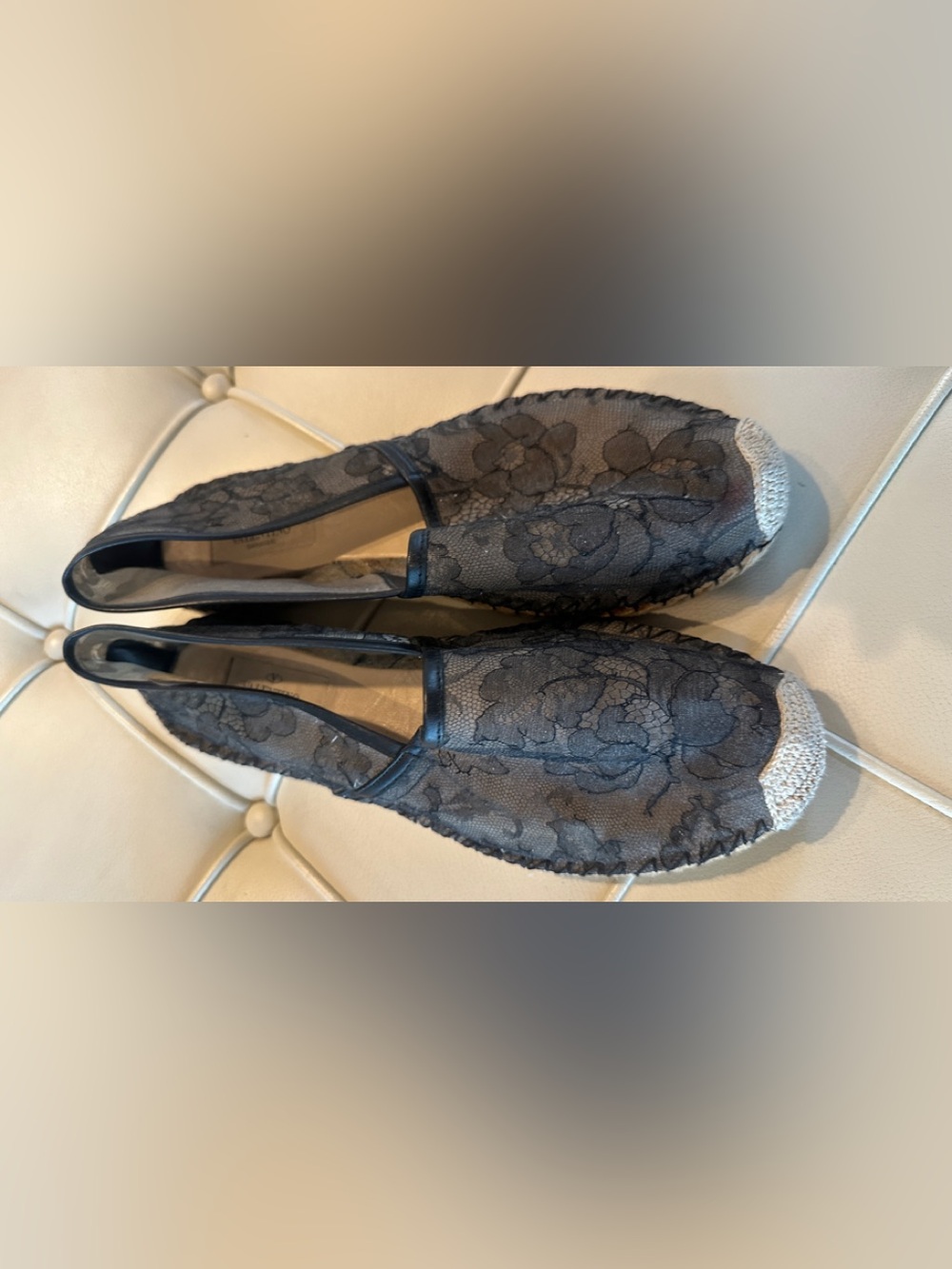 Valentino Garavani Black and Beige Espadrilles flats
